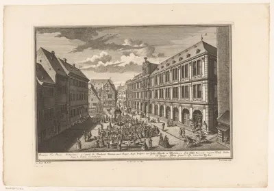 Gezicht op de vismarkt in Würzburg