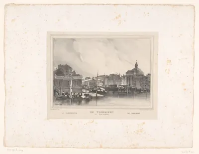 Gezicht op de vismarkt te Rotterdam
