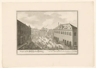 Gezicht op de Vleesbrug in Neurenberg