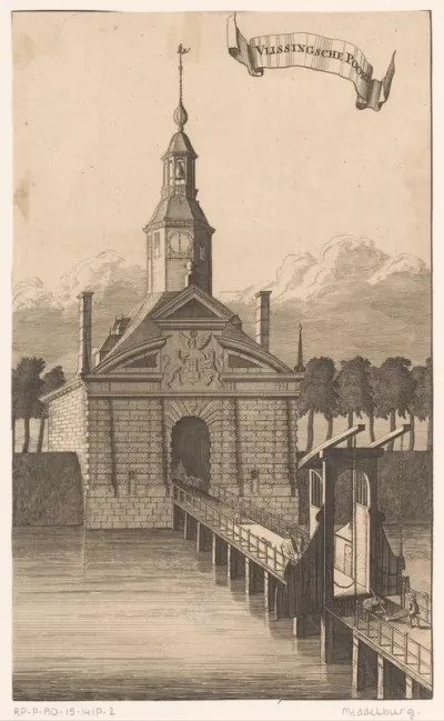 Gezicht op de Vlissingse Poort te Middelburg