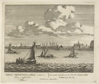 Gezicht op de VOC-scheepswerf op Oostenburg te Amsterdam
