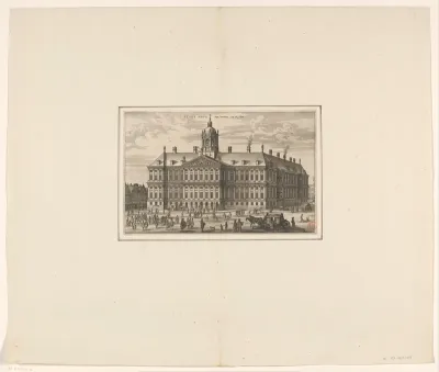 Gezicht op de voorkant van het Stadhuis op de Dam