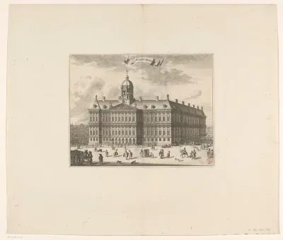 Gezicht op de voorkant van het Stadhuis op de Dam