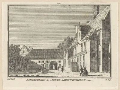 Gezicht op de voorpoort van abdij Leeuwenhorst