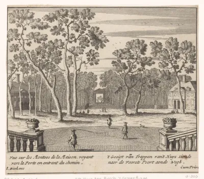 Gezicht op de voorste poort van Huis ten Bosch