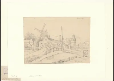 Gezicht op de Voorweg en molen de Valk