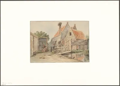 Gezicht op de Voorweg, gezien naar werf en molen De Eendracht