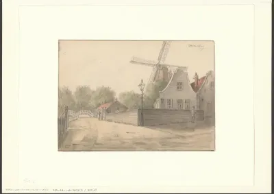 Gezicht op de Voorweg met molen De Valk