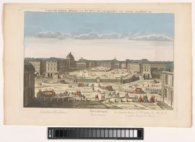 Gezicht op de voorzijde van het Paleis van Versailles