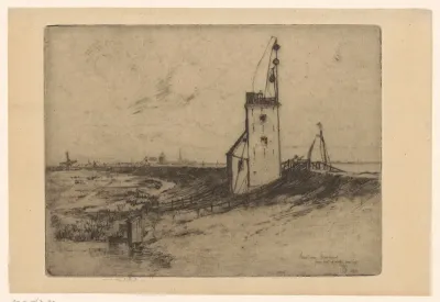 Gezicht op de vuurtoren te Hindeloopen