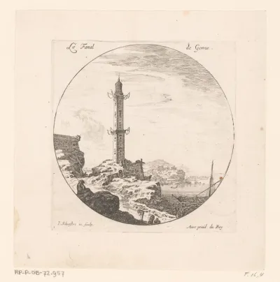 Gezicht op de vuurtoren van Genne