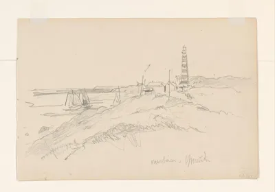 Gezicht op de vuurtoren van IJmuiden