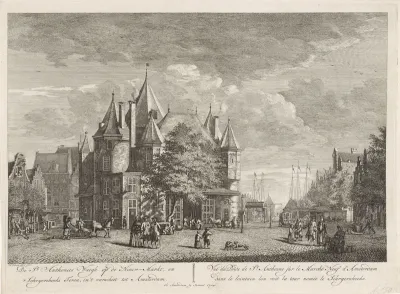 Gezicht op de Waag op de Nieuwmarkt, Amsterdam