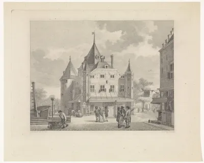 Gezicht op de Waag te Amsterdam, gezien in zuidelijke richting