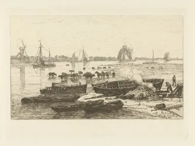 Gezicht op de Waal bij Nijmegen
