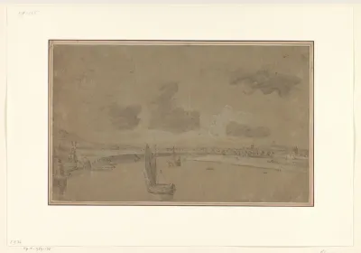 Gezicht op de Waal bij Nijmegen