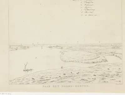 Gezicht op de Waal ten noordoosten van Nijmegen