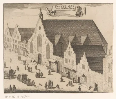 Gezicht op de Waalse Kerk te Middelburg