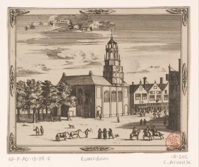 Gezicht op de Waalse Kerk te Rotterdam