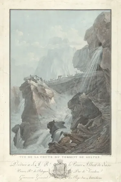 Gezicht op de waterval van Gelten