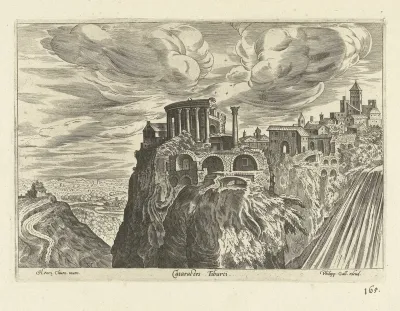 Gezicht op de watervallen van Tivoli