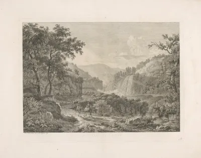 Gezicht op de watervallen van Tivoli