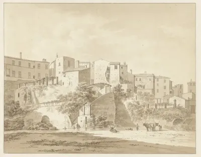 Gezicht op de watervallen van Tivoli