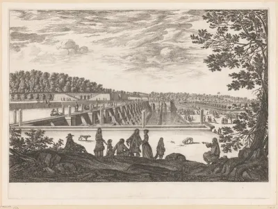 Gezicht op de watervallen van Vaux-le-Vicomte