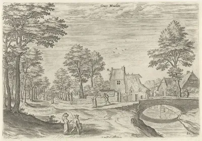Gezicht op de weg naar de Brusselse stadspoort Overmolen