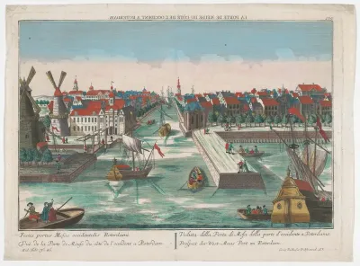 Gezicht op de Wester Nieuwe Hoofdpoort en de Ooster Nieuwe Hoofdpoort te Rotterdam