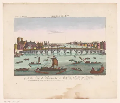 Gezicht op de Westminster Bridge te Londen