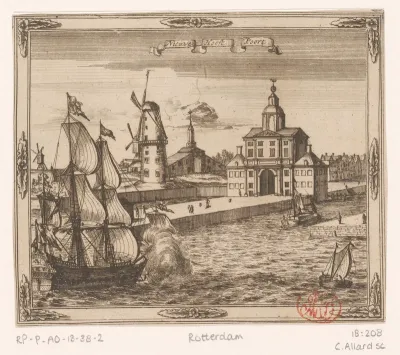 Gezicht op de Witte Poort te Rotterdam