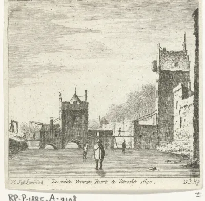 Gezicht op de Wittevrouwenpoort te Utrecht in winter