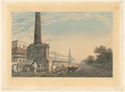 Gezicht op de Writers' Building in Calcutta