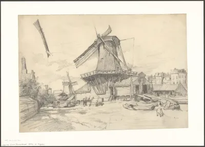 Gezicht op de Zaagmolensloot, gezien naar molen De Ruiter