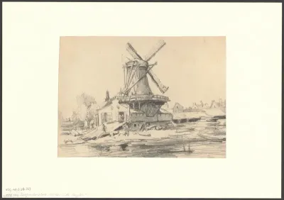 Gezicht op de Zaagmolensloot met molen De Ruiter