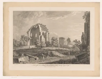 Gezicht op de zogenaamde Tempel van Minerva Medica te Rome