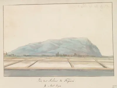Gezicht op de zoutpannen van Trapani