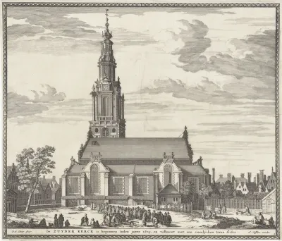 Gezicht op de Zuiderkerk te Amsterdam