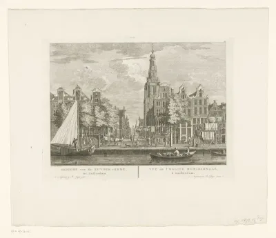 Gezicht op de Zuiderkerk te Amsterdam, gezien vanaf de Raamgracht