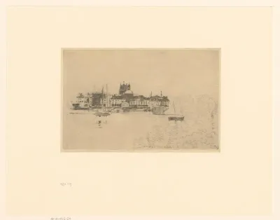 Gezicht op Dieppe vanuit de haven