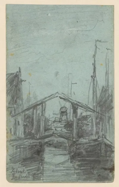 Gezicht op Dordrecht met ophaalbrug