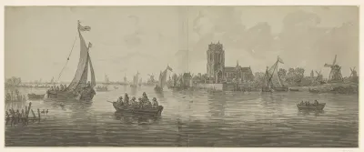 Gezicht op Dordrecht uit het zuid-westen