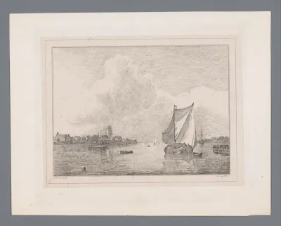 Gezicht op Dordrecht vanaf het water