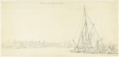 Gezicht op Dordrecht vanaf Papendrecht