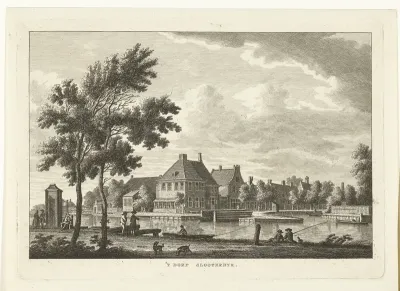 Gezicht op dorp Sloterdijk aan Haarlemmertrekvaart