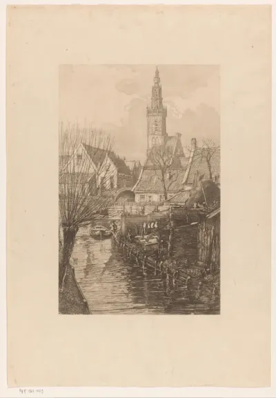Gezicht op Edam met de Speeltoren
