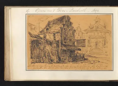 Gezicht op een bakker en een rechthuis te Haarlem, 1492