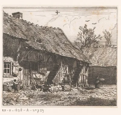 Gezicht op een boerenwoning, mogelijk te Cricey
