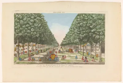 Gezicht op een boulevard te Parijs gezien vanaf de Porte Saint-Antoine